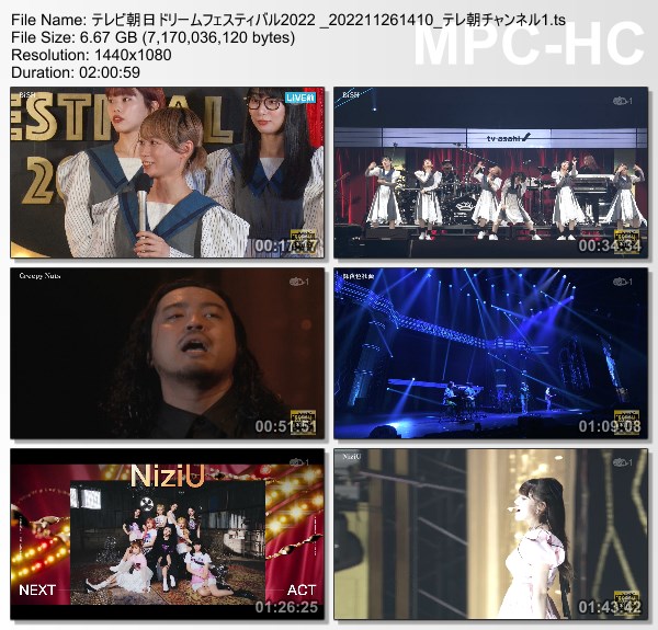 [TV-Variety] テレビ朝日ドリームフェスティバル2022 Day 1 (TeleAsa Ch1 2022.11.26)