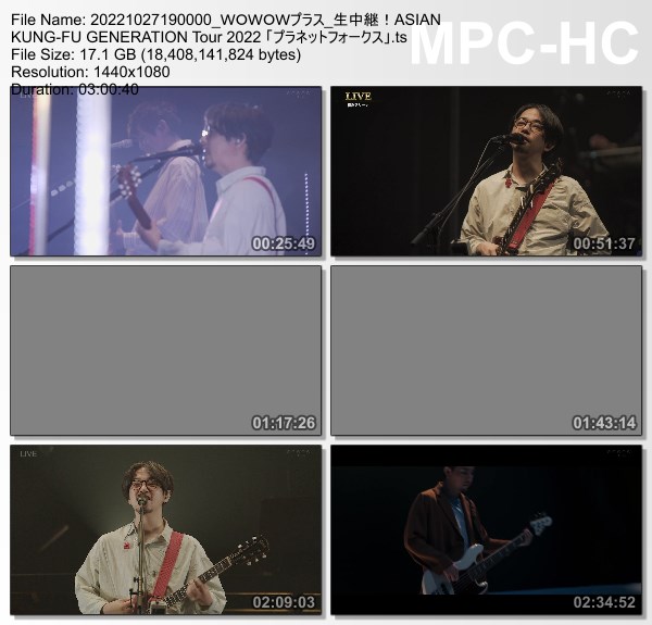 [TV-Variety] ASIAN KUNG-FU GENERATION Tour 2022「プラネットフォークス」(WOWOW Plus 2022.10.27)
