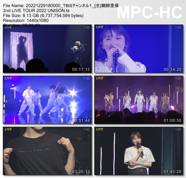 [TV-Variety] 鞘師里保 2nd LIVE TOUR 2022 UNISON (TBS Channel 1 2022.12.29)