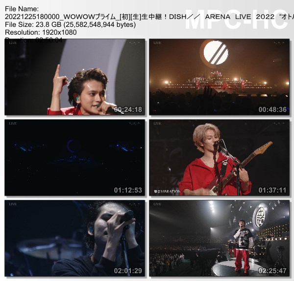 [TV-Variety] DISH// ARENA LIVE 2022 “オトハラク” (WOWOW Prime 2022.12.25)