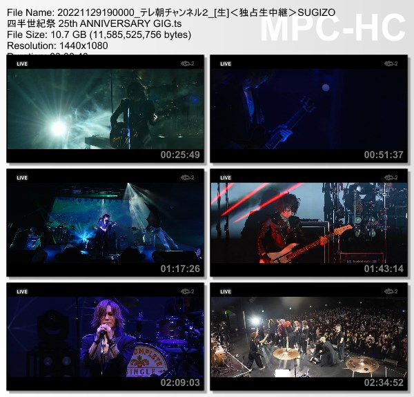 [TV-Variety] SUGIZO 四半世紀祭 25th ANNIVERSARY GIG (TeleAsa Ch2 2022.11.29)