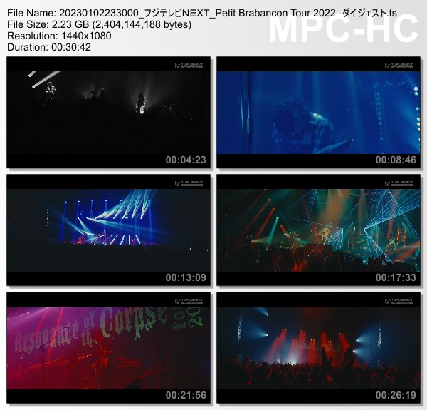 [TV-Variety] プチ・ブラバンソン – Petit Brabancon Tour 2022「Resonance of the corpse」ダイジェスト (FujiTV NEXT 2023.01.02)