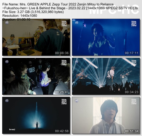 [TV-Variety] Mrs. GREEN APPLE Zepp Tour 2022 ゼンジン未到とリライアンス〜復誦編〜 Live (SSTV 2023.02.22)