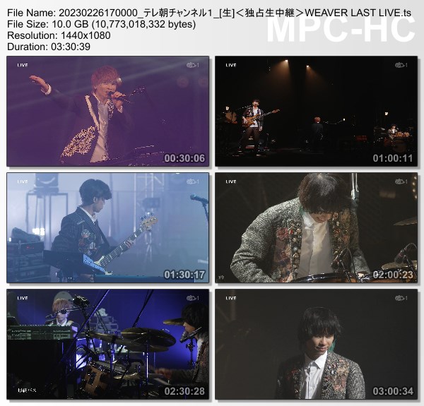 [TV-Variety] WEAVER LAST LIVE「Piano Trio ～2004→2023～」(TeleAsa Ch1 2023.02.26)