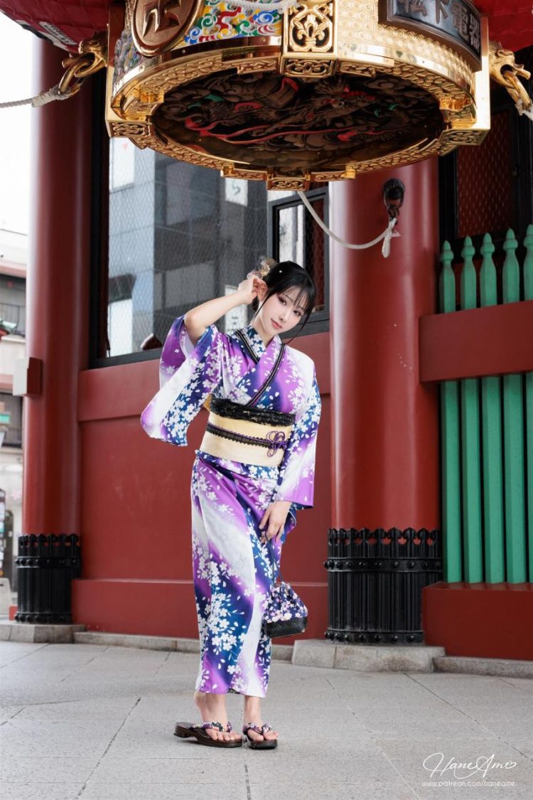 Cosplay Hane Ame 雨波 Original Violet Kimono 紫羅蘭夏日浴衣