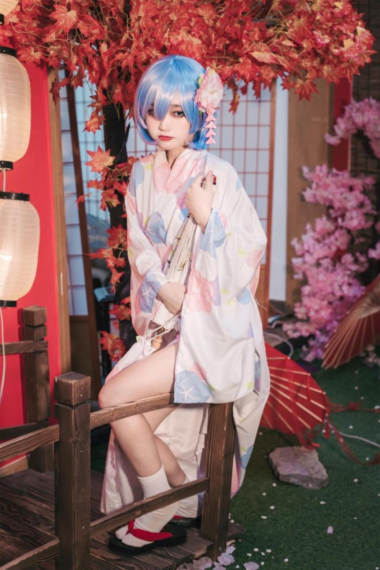 Cosplay 神沢永莉 蕾姆和风 [47P]