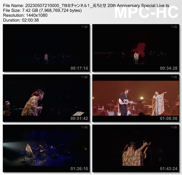 [TV-Variety] 元ちとせ 20th Anniversary Special Live (TBS Channel 1 2023.05.07)