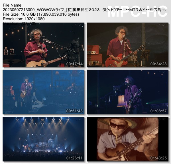 [TV-Variety] 奥田民生2023 ラビットツアー ~MTR&[email protected]広島 (WOWOW Live 2023.05.07)