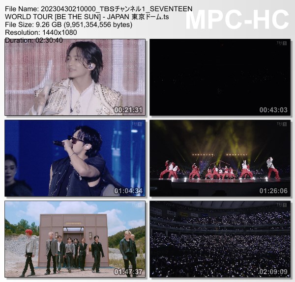 [TV-Variety] 세븐틴 – SEVENTEEN WORLD TOUR [BE THE SUN] – JAPAN 東京ドーム (TBS Channel 1 2023.04.30)